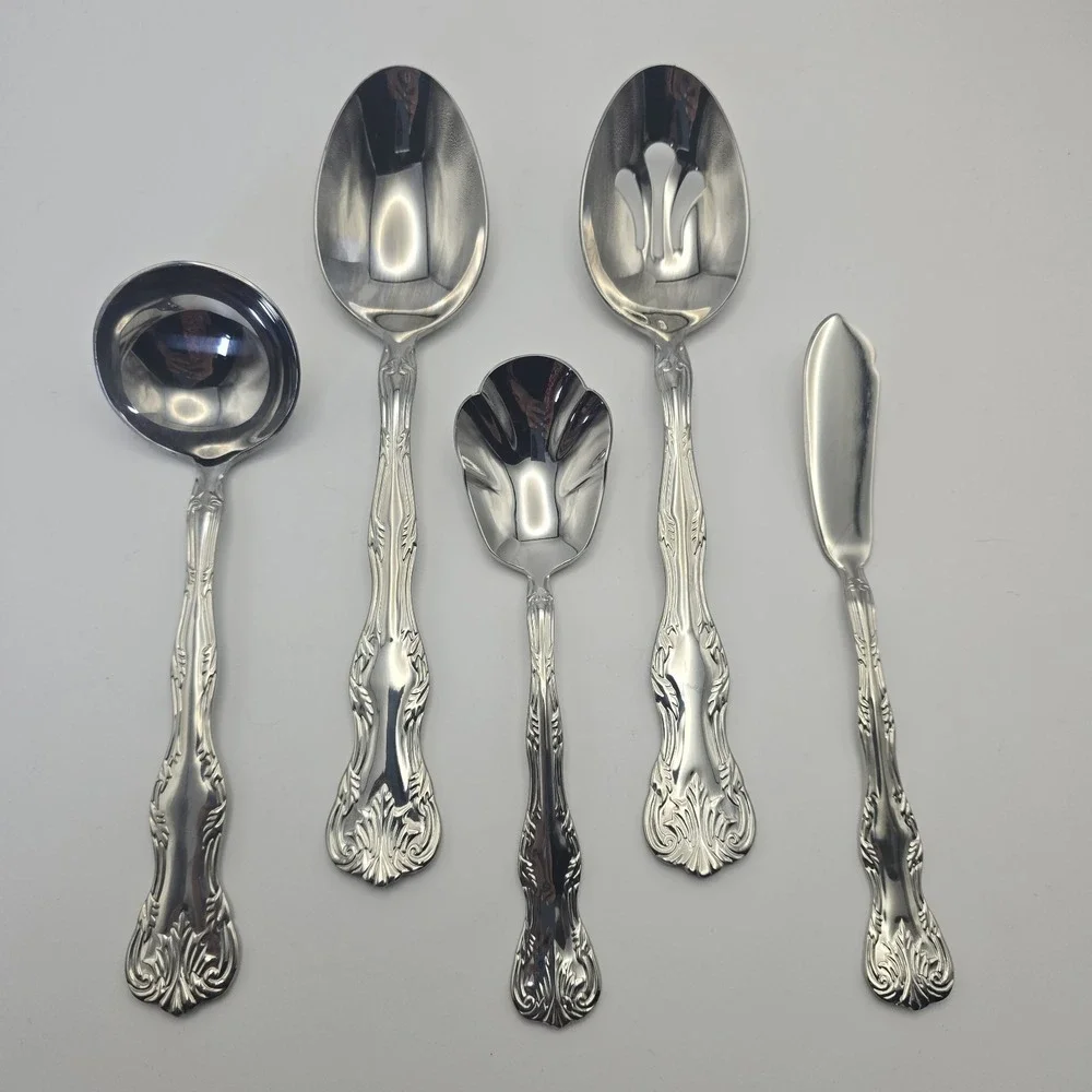 Reed & Barton Victoria Stainless Flatware Serving Pieces Ladle Butter Knife‎ Set